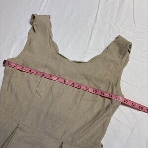 Sigrid Olsen Womens XS Beige Scallop Neck Sleeveless Midi Dress Linen Blend